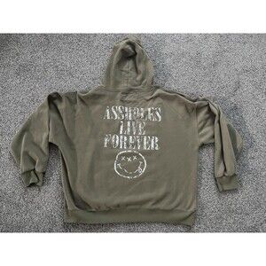 Assholess Live Forever Adult 2XL Green Graphic Hoodie Good Die Young Logo